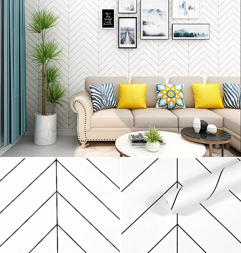 Golden Stripe Wallpaper Home Decoration Self Adhesive Wallpaper Furniture Renovation Waterproof Geometry Peel and Stick Stickers