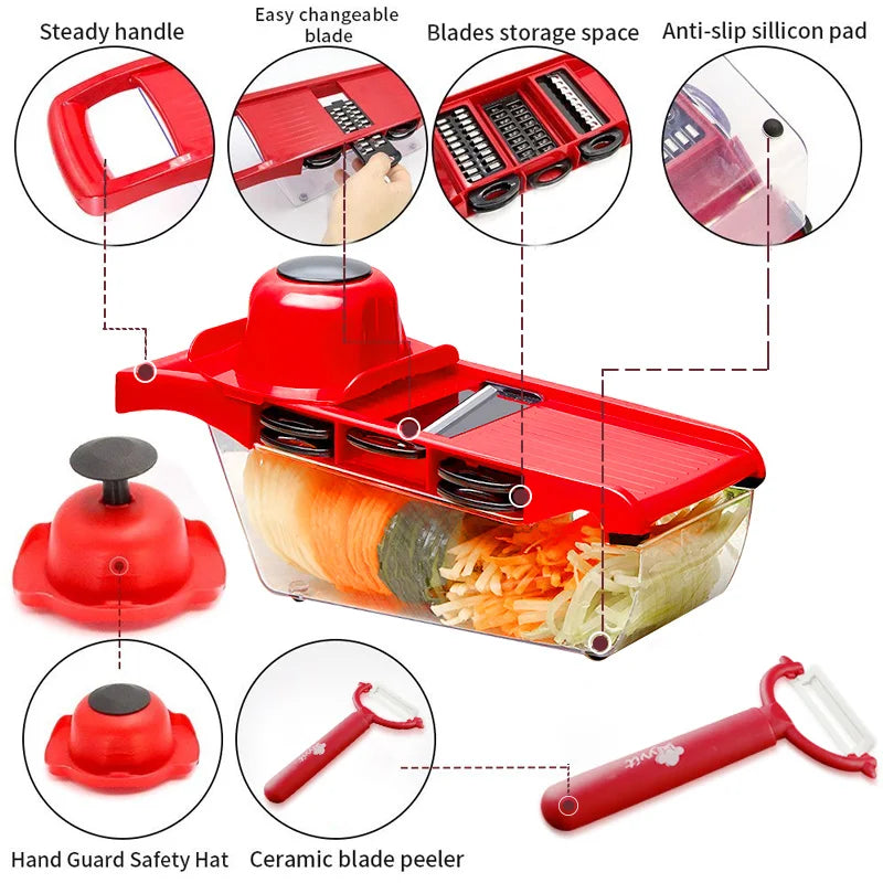 Vegetable Cutter with Steel Blade Slicer Potato Peeler Carrot Cheese Grater vegetable slicer