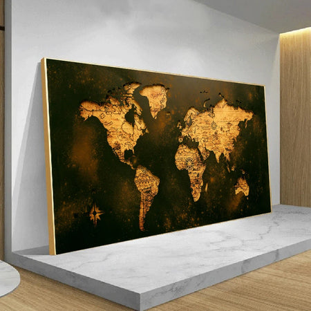 Vintage World Map Picture Canvas Painting Retro Map Posters Prints Wall Art Picture Quadro for Living Room Home Decor Cuadros