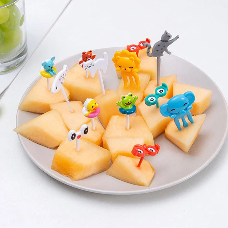 1 Set Cute Eyes Fruit Fork Plastic Fruit Pick Kids Bento