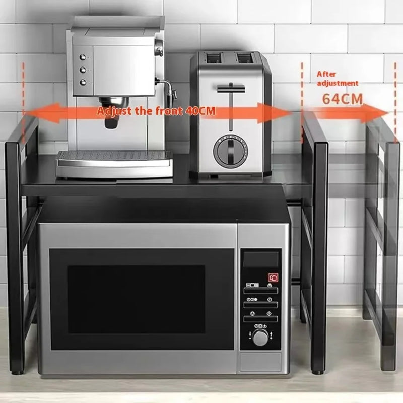 Scalable Microwave Oven Rack Adjustable Detachable Metal Holder Kitchen Storage Thickened Household Storage Racks