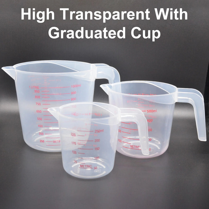 1 Piece Transparent Measuring Cup Food Grade with Scale High Quality Plastic Kitchen Baking Tool Accessories 250/500/1000ml