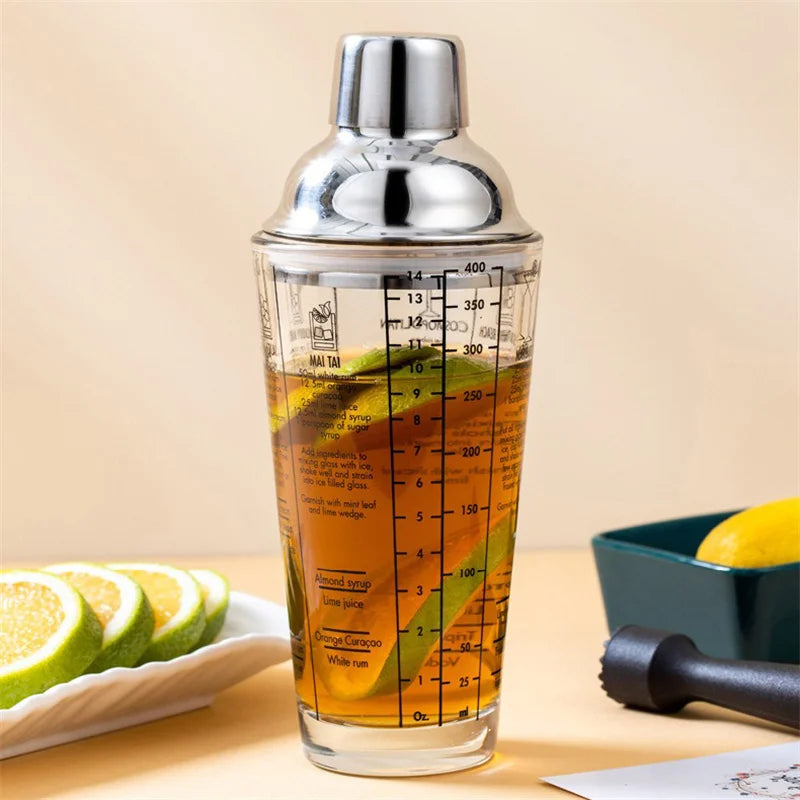 400/600ML Glass Cocktail Shaker Hand