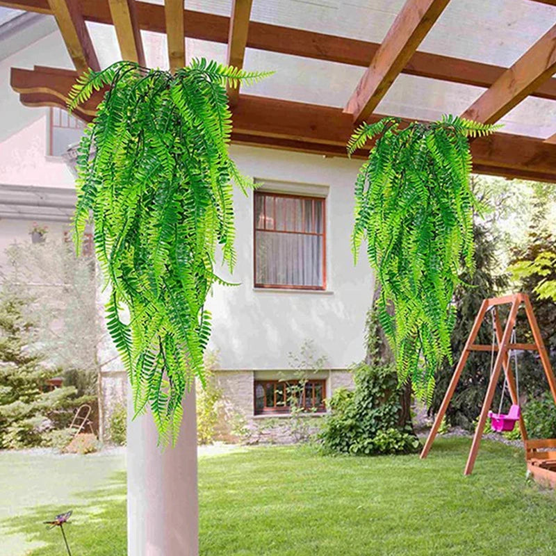 Large Hanging Artificial Plants Greenery Fern Grass Green Plants Wall Decor Fake Flower DIY Wedding Party Home Garden Decoration