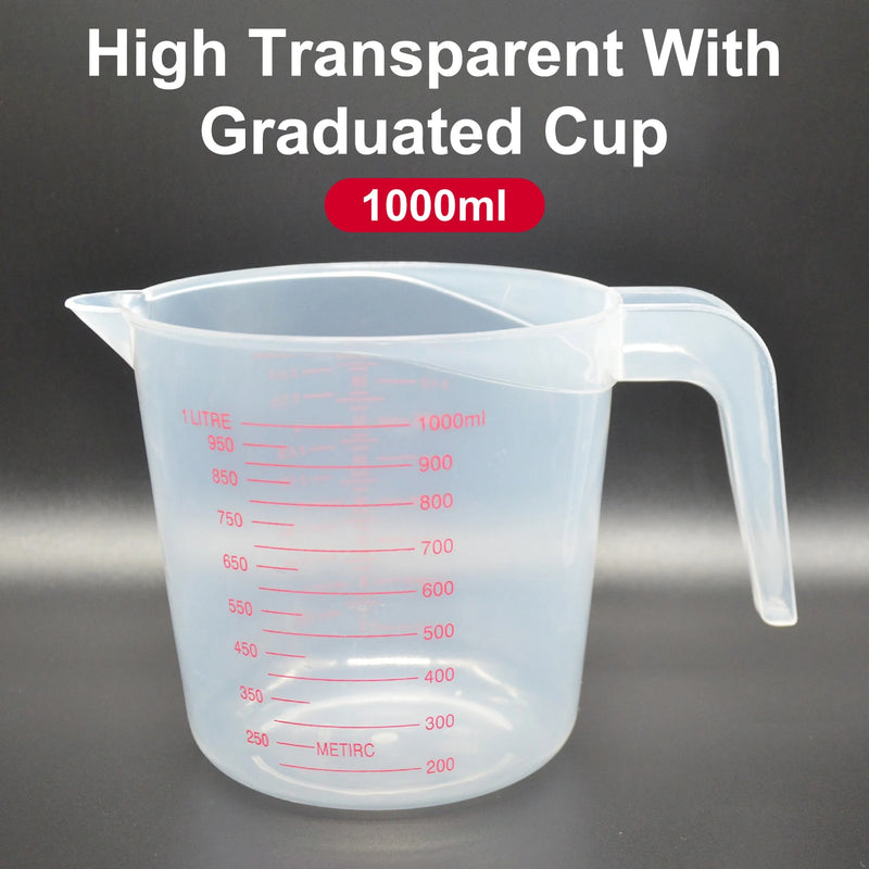 1 Piece Transparent Measuring Cup Food Grade with Scale High Quality Plastic Kitchen Baking Tool Accessories 250/500/1000ml