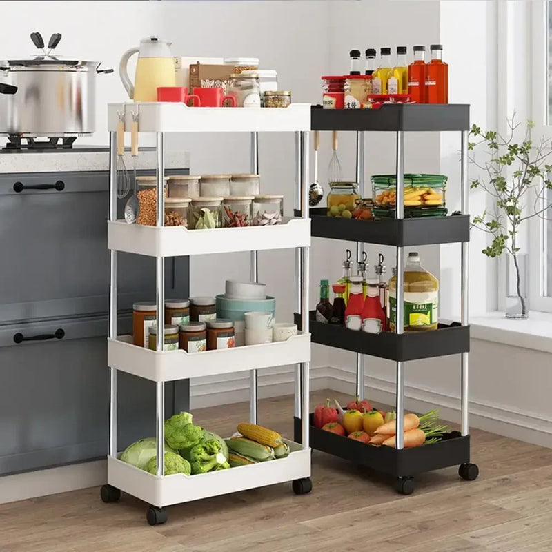 Storage Cart Multifunctional High Capacity Save Space 3/4-Tier Storage Movable Floor-Standing Rolling Vertical Shelf for Kitchen