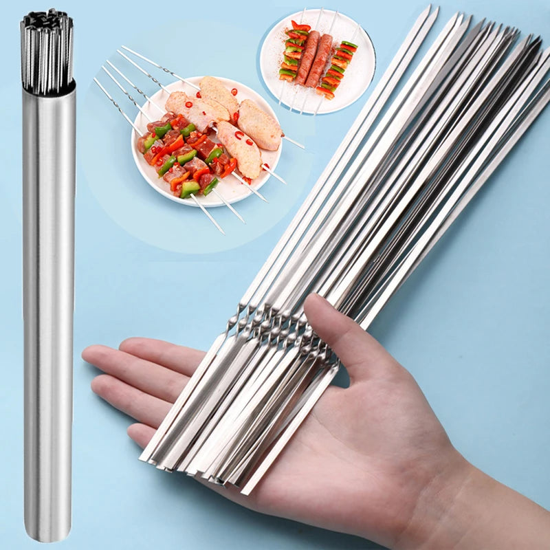 10/15Pcs Stainless Steel Barbecue Skewer Reusable