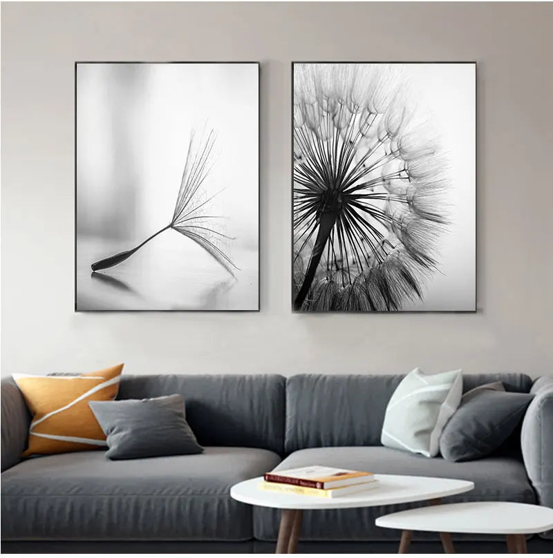 Dandelion Flower Canvas Painting Modern Black White Art Pictures for Home Decoration Living Room Abstract Wall Poster No Frame