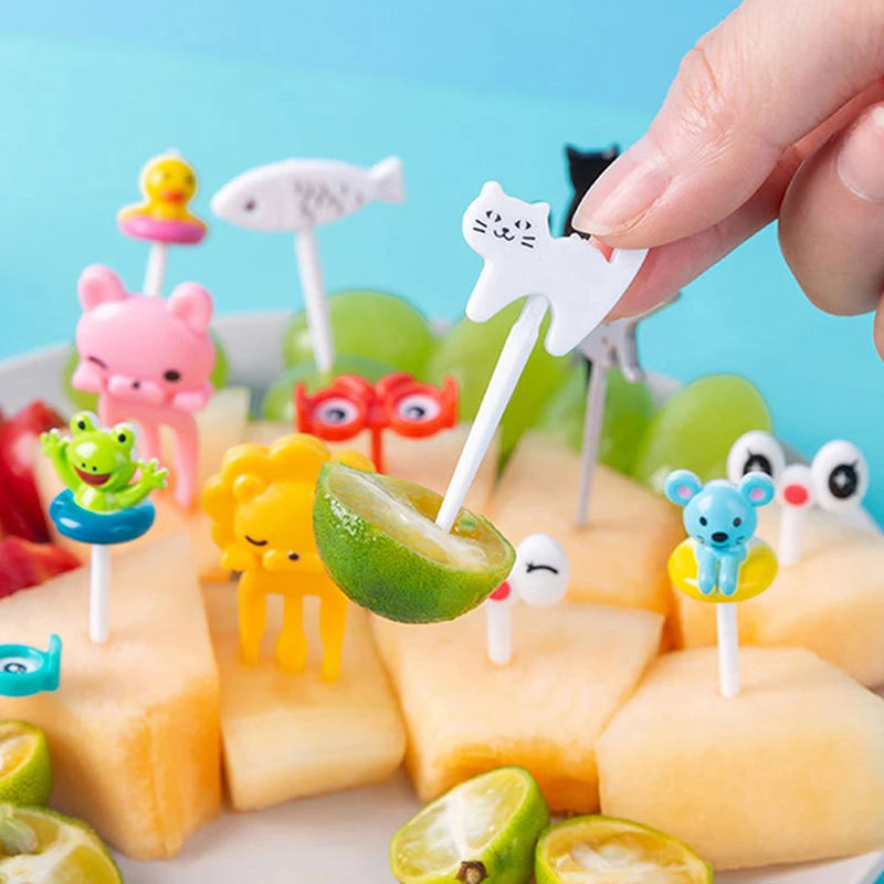 1 Set Cute Eyes Fruit Fork Plastic Fruit Pick Kids Bento