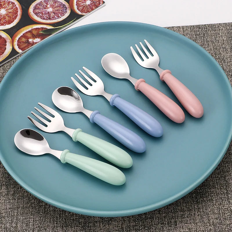 3pcs Children Spoon Forks Box Kids Stainless Steel