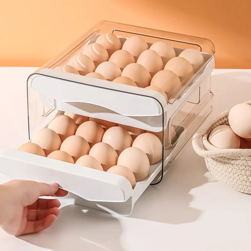 Storage Box Egg Basket Container Organizer Rolldown Refrigerator Egg Dispenser For Kitchen