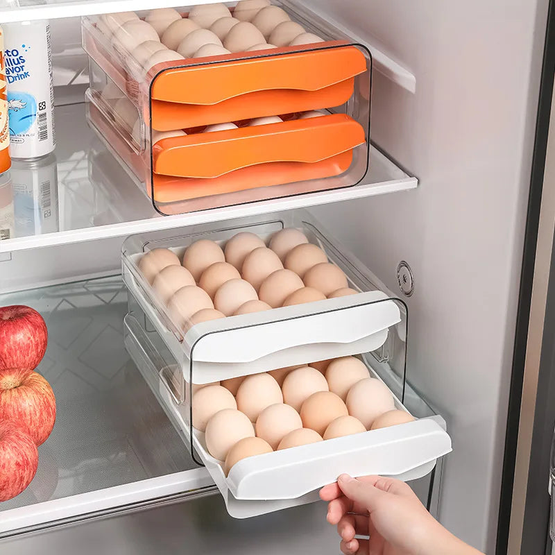 Storage Box Egg Basket Container Organizer Rolldown Refrigerator Egg Dispenser For Kitchen