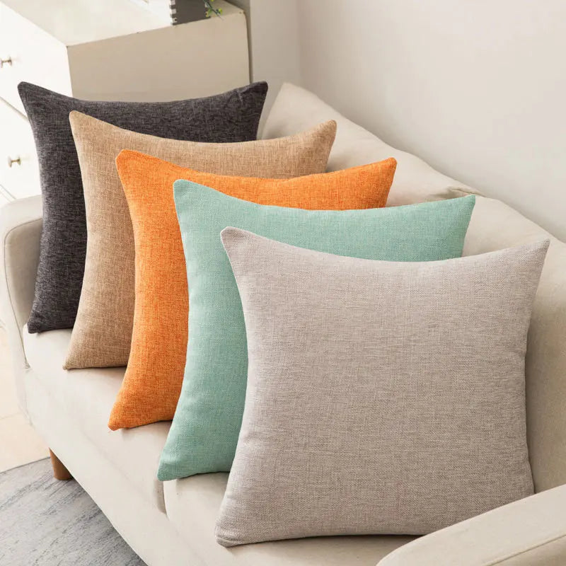 Scandinavian ins style solid colour pillow heavy cotton linen living room sofa cushion winter waist pillow