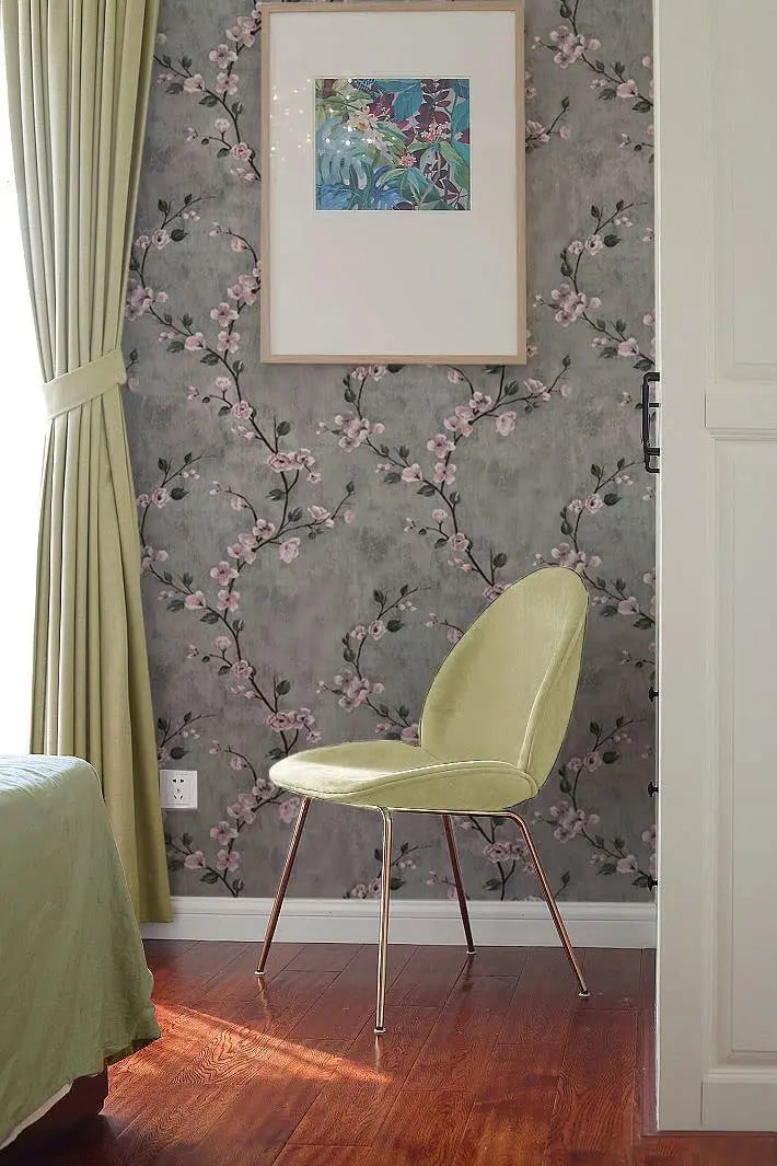 Floral Wallpaper Grey Peel and Stick Wallpaper Flower Self Adhesive  Wall Paper Roll Removable Contact Paper Decorative