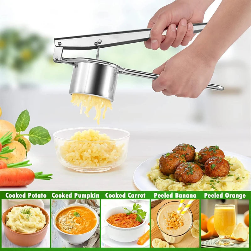 Stainless Steel Potato Ricer Manual Potato Masher With 3 Interchangeable Discs Fruit Juicer Lemon Squeezer